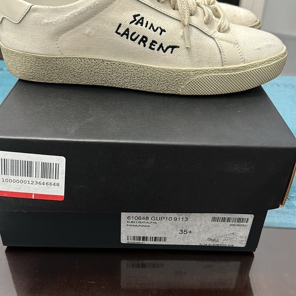 Saint Laurent COURT CLASSIC SL/06 EMBROIDERED SNEAKERS IN CANVAS AND LEATHER